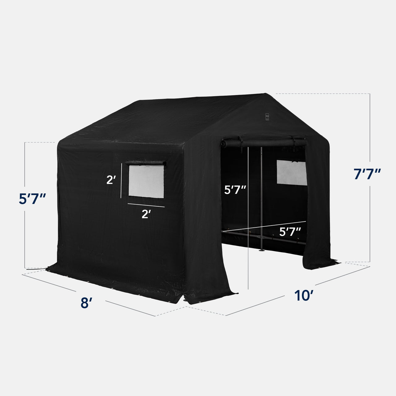 Best Choice Products 10x8ft Outdoor Fabric Storage Shed, Steel Frame, Dual Roll-Up Zipper Doors, Window - Black