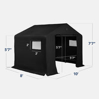 Best Choice Products 10x8ft Outdoor Fabric Storage Shed, Steel Frame, Dual Roll-Up Zipper Doors, Window - Black