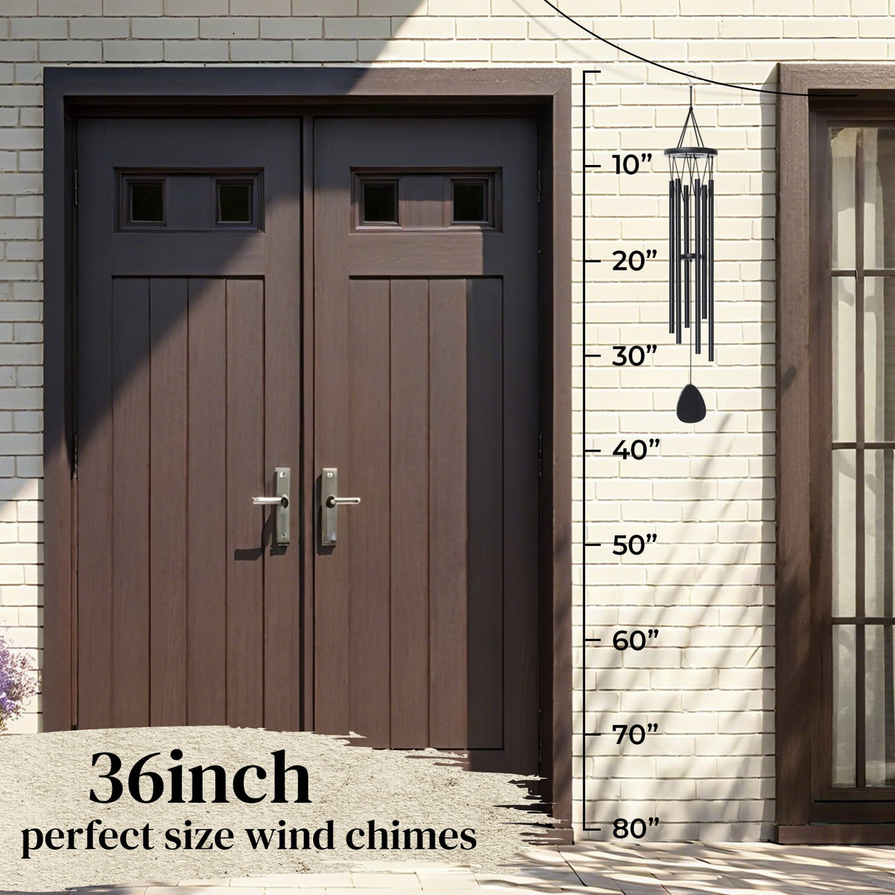 BSHAPPLUS® 36" Wind Chimes for Outside,Memorial Wind Chimes with 6 Black Aluminum Tubes and S Hook,Clearance Wind Chimes for Home Garden Hanging Decor,Window Wind Bells