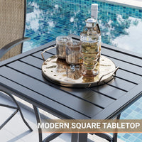 AMOPATIO 3-Piece Patio Swivel Bar Set - All Weather High Top Bistro Set with 2 Oversize Bar Stools & Metal Table for Backyard, Garden, Porch, Khaki