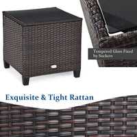 Costway 3PCS Patio Rattan Furniture Set Cushion Conversation Set Sofa Coffee Table Black