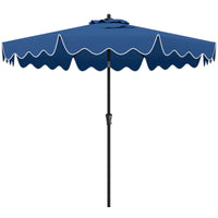 Costway 9 FT Patio Umbrella 2-Tier Market Table Umbrella with Sun-Protective Canopy Navy