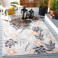 SAFAVIEH Cabana Blazhe Botanical Indoor/Outdoor Area Rug, Grey/Ivory, 5'1