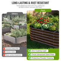 SnugNiture 2-Pack 4x2x1.5 FT Extra-Deep Raised Garden Bed, Galvanized Metal Planter Box for Vegetables, Tomatoes, Herbs, Brown