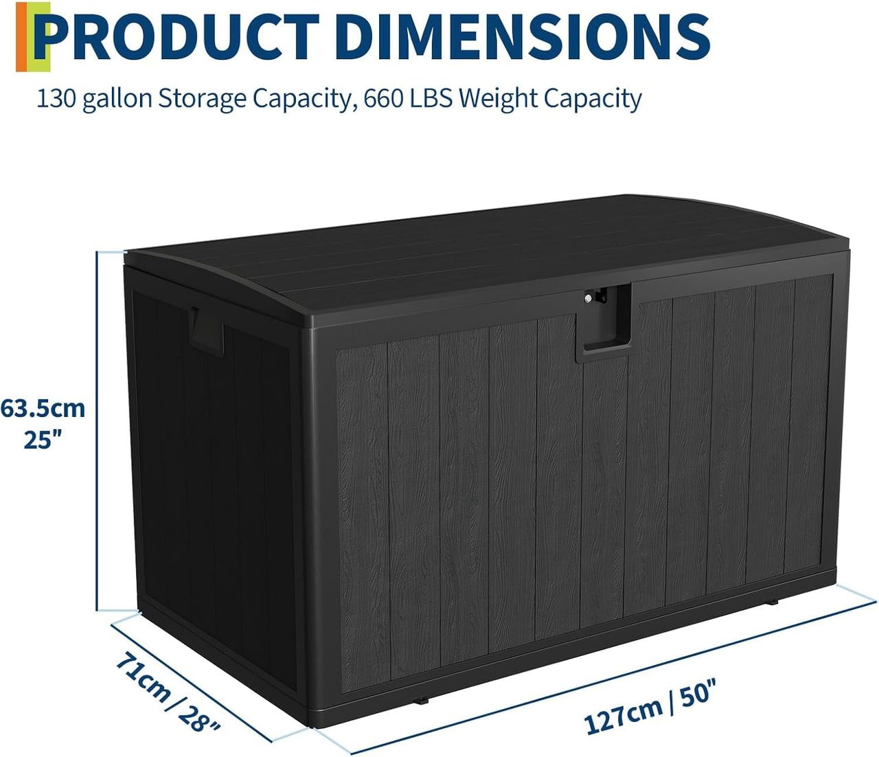 Ataucjin 130 Gallon Outdoor Storage Box,  Lockable Storage Bin, Lockable Resin Deck Box Indoor and Outdoor Use, Waterproof Patio Deck Storage Box For Package Delivery, Furniture Cushions