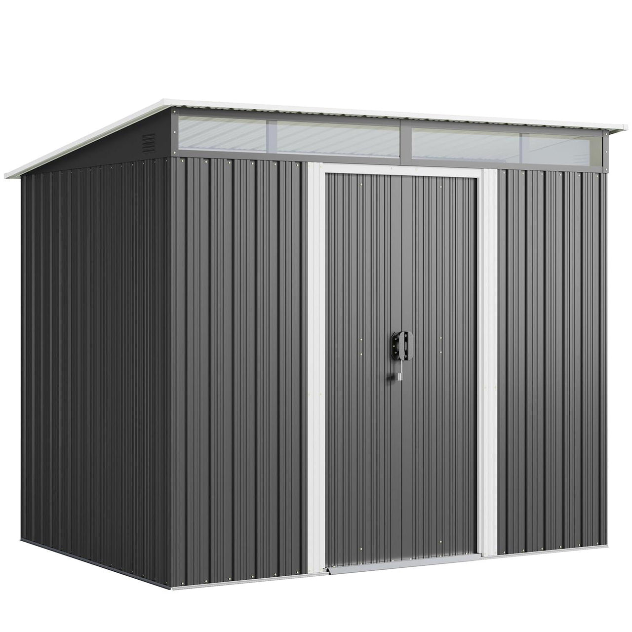 Lofka 6x4ft. Outdoor Storage Shed, Metal Garden Storage Shed with Sliding Lockable Door for Patio, Gray