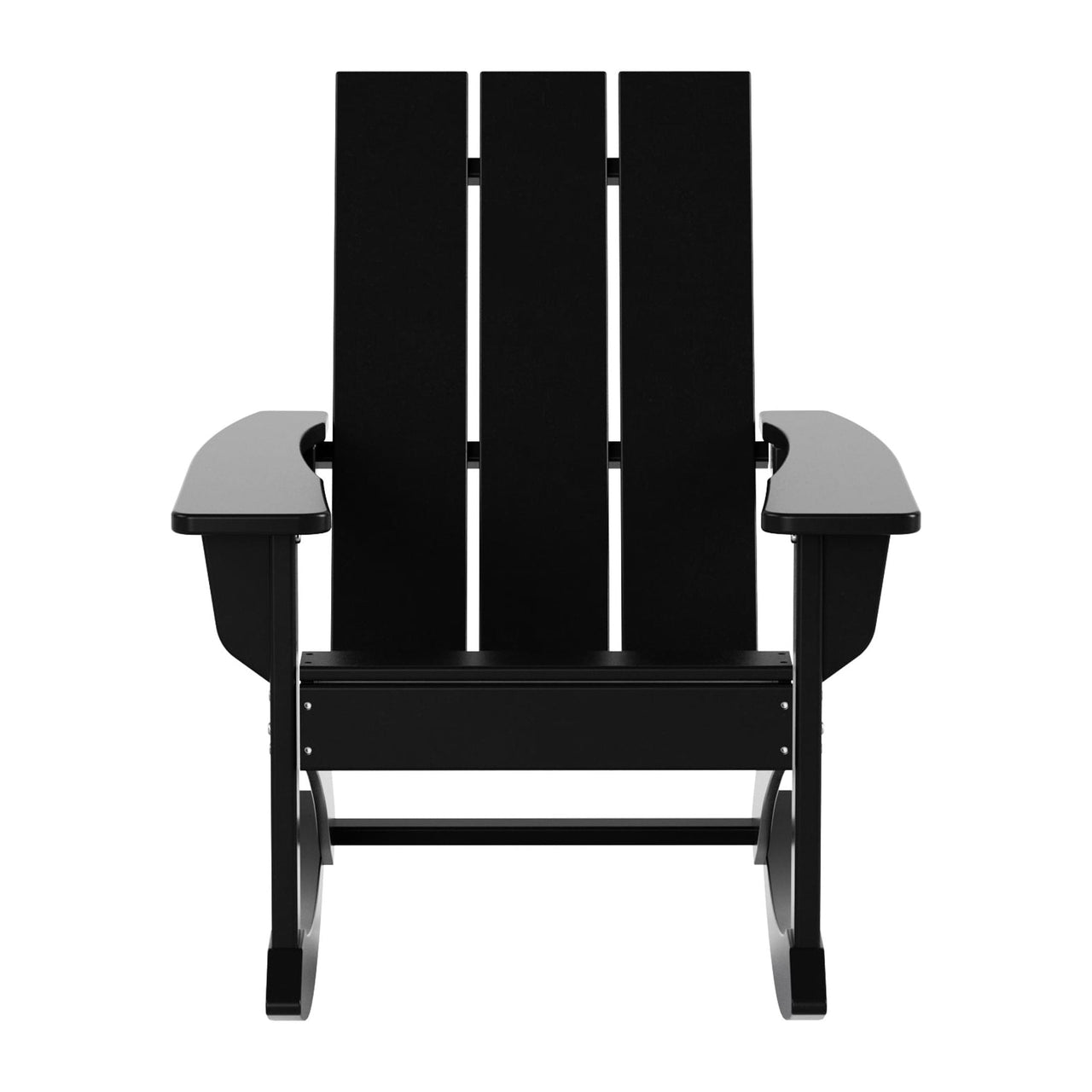 WestinTrends Ashore Patio Rocking Chair, All Weather Poly Lumber Plank Adirondack Rocker Chair, Modern Farmhouse Black Rocking Chairs for Porch Garden Backyard and Indoor