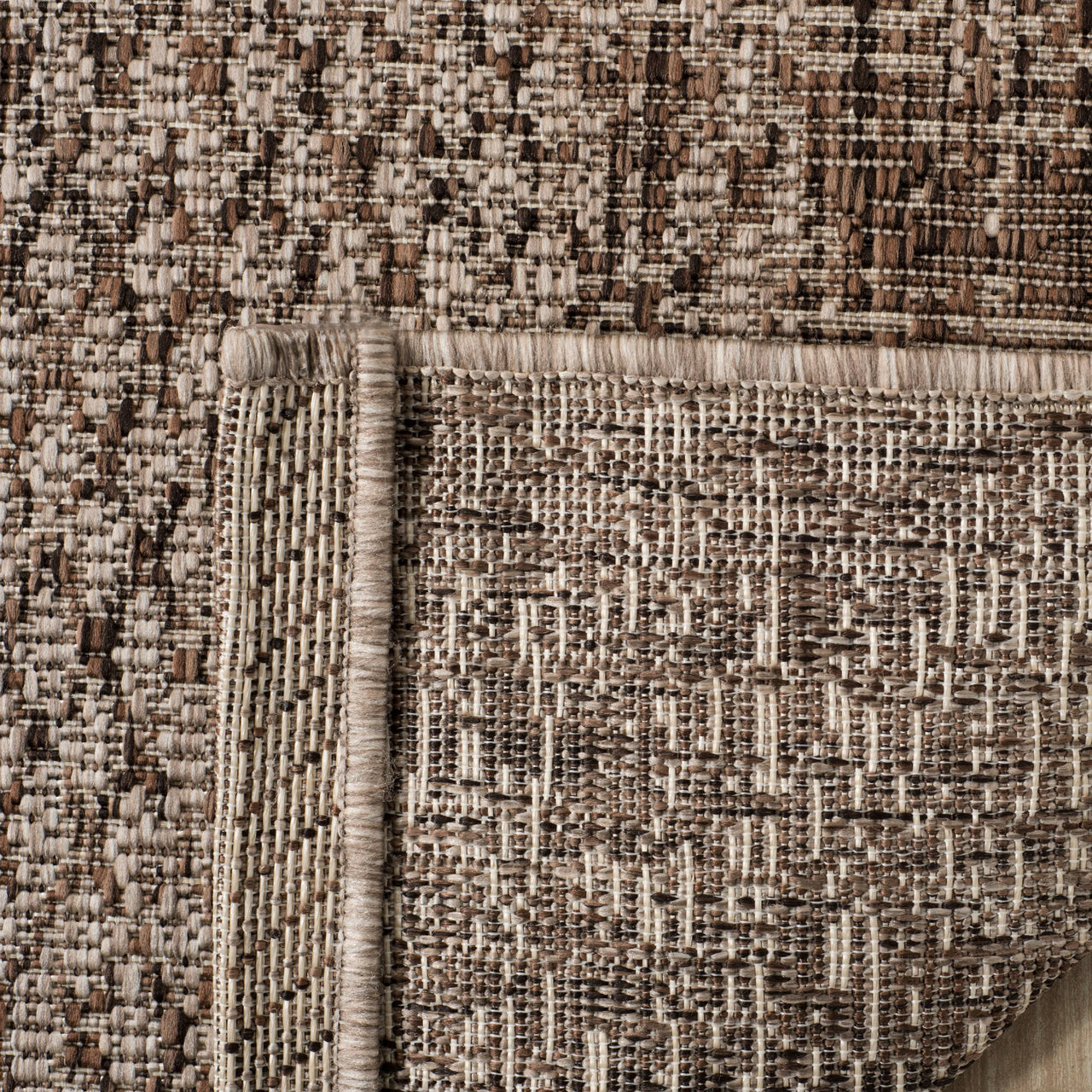 SAFAVIEH Courtyard Robert Striped Indoor/Outdoor Area Rug, 5'3" x 7'7", Light Beige/Light Brown