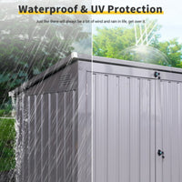 Outdoor Storage Shed for 2 Trash Cans And Tools, Metal Garden Shed Storage House With Sloping Roof, Lockable Door, Metal Shed Storage For Garden Tools