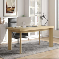 HAUXITIO 63 Inch Dining Table for 6 People, All-Weather Rectangular Table with Solid Wood Legs for Indoor & Outdoor Use,Natural