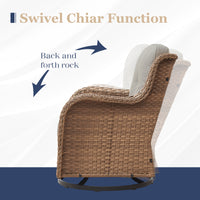 Gymojoy 2 Pieces Outdoor Patio Wicker Swivel Glider Rocker Chair with High Back Deep Seat, Beige