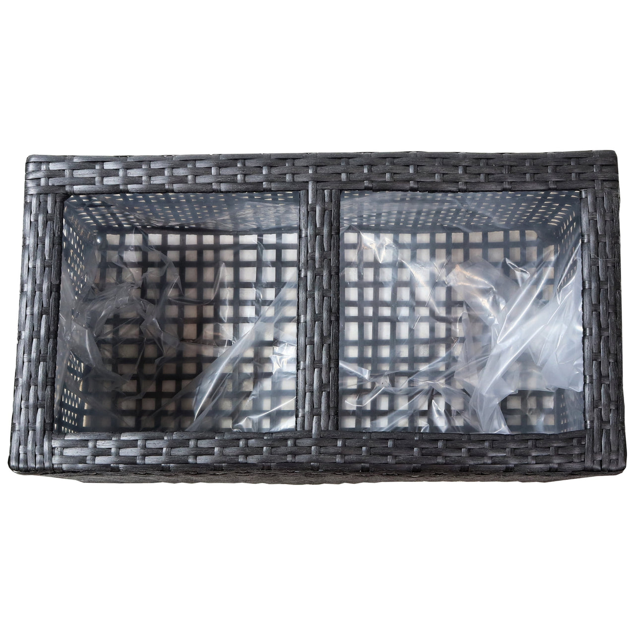 Sunnydaze 21.5" x 11.5" x 9.25" Rectangle Black Polyrattan 2-Section Indoor Planter 2-Count