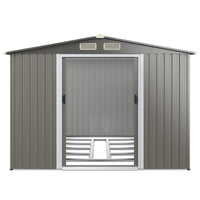 Costway 8'x6' Outdoor Storage Shed Galvanized Steel Tool House Organizer for Garden Yard
