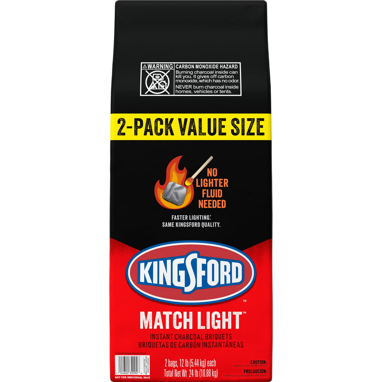 Kingsford Match Light Instant Charcoal Briquettes, 12 lbs Each 2-Pack Value Size